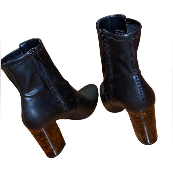 Aldo matte Black Round toe leopard  print platform ankle boots - Picture 17 of 17